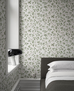 Sandberg Wallpaper - Hassel - White & Green