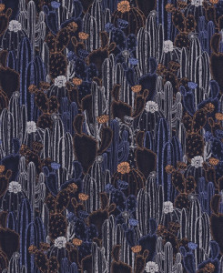 Casadeco Wallpaper - Cactaceae - Dark Blue & Black