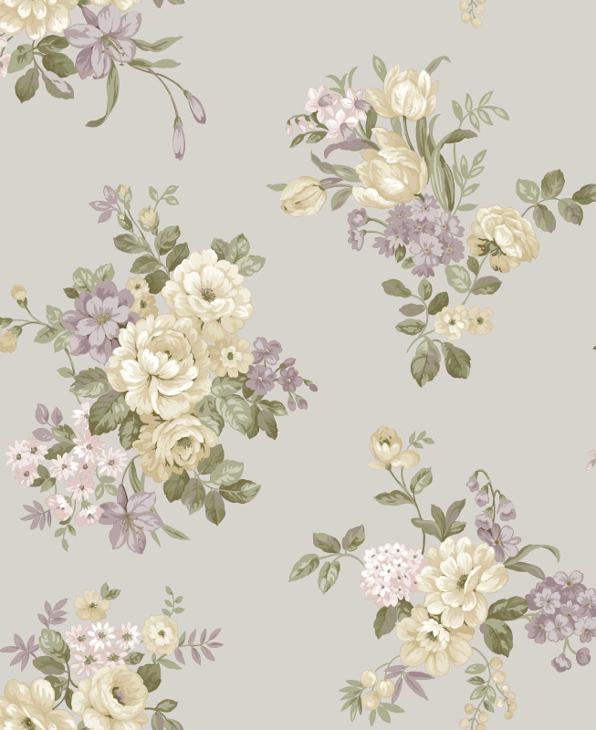 Cristiana Masi Wallpaper - Beige and Green - Fiori Country 12301