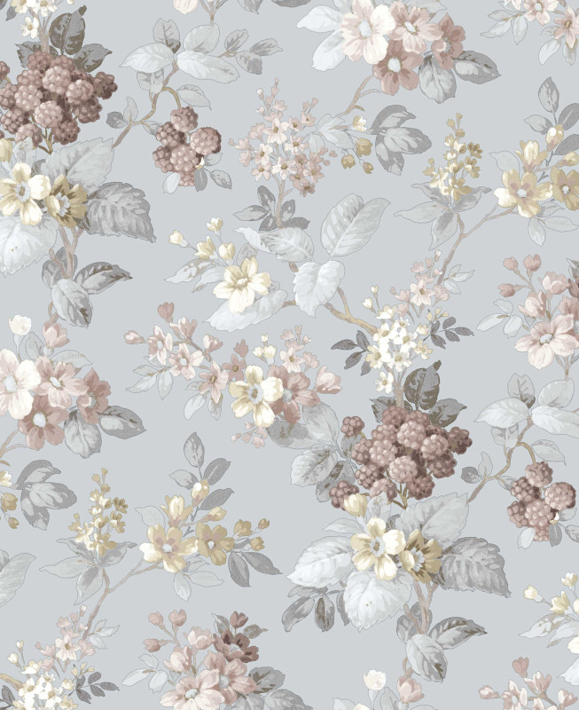 Cristiana Masi Wallpaper - Beige, Blue - Fiori Country 12306