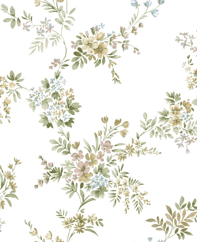 Cristiana Masi Wallpaper - White and Green - Fiori Country 12312