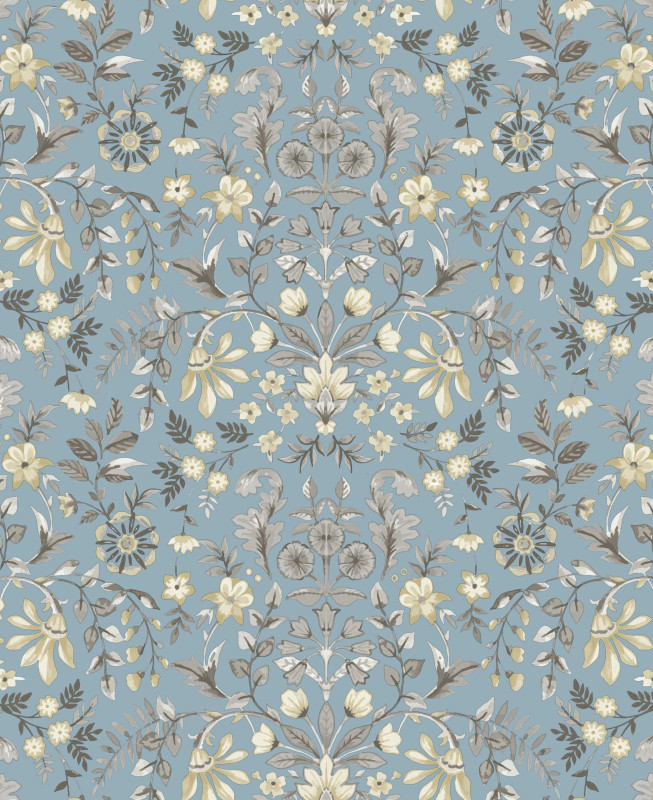 Carta da Parati Cristiana Masi - Azzurro, Talpa - Fiori Country 12326