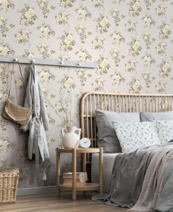 Cristiana Masi Wallpaper - Beige, Green, Red - Fiori Country 12328