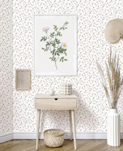 Carta da Parati Cristiana Masi - Azzurro e Beige - Fiori Country 12363