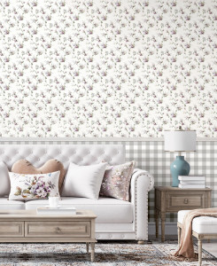 Cristiana Masi Wallpaper - Beige and Red - Fiori Country 12378