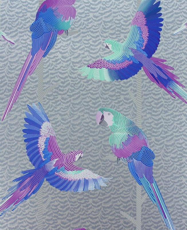 Matthew Williamson Wallpaper - Arini - Blue, Purple & Silver