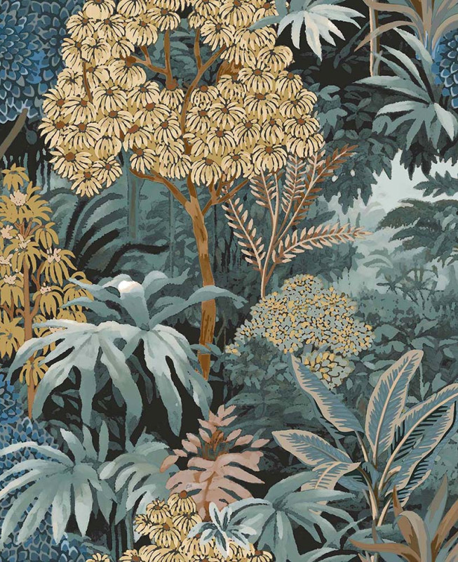 Cristiana Masi Wallpaper - Taupe, Green, Yellow, Multicolor -  Botany House 15502