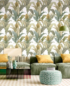 Carta da Parati Cristiana Masi - Beige, Verde, Giallo, Multicolore -  Botany House 15509