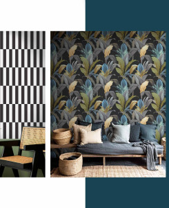 Cristiana Masi Wallpaper - Black, Green, Pink, Multicolor -  Botany House 15518