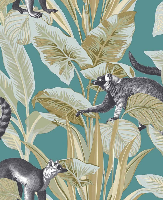 Cristiana Masi Wallpaper - Blue, Taupe, Beige, Black -  Botany House 15535