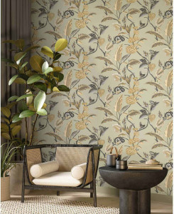 Cristiana Masi Wallpaper - Beige, Black, Green -  Botany House 15539