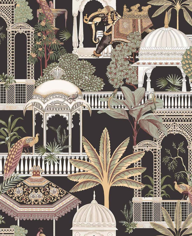 Cristiana Masi Wallpaper - Beige, Black, Green -  Botany House 15539