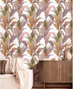Cristiana Masi Wallpaper - Green, Taupe, Pink -  Botany House 15548