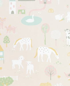 Majvillan Wallpaper - My Farm - Soft Pink