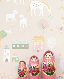 Majvillan Wallpaper - My Farm - Soft Pink