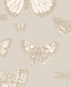 Carta da Parati Cole & Son - Butterflies & Dragonflies - Rosa & Avorio