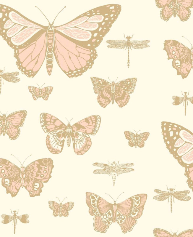 Cole & Son Wallpaper - Butterflies & Dragonflies - Beige & Pink