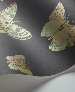 Cole & Son Wallpaper - Butterflies & Dragonflies - Black & Green