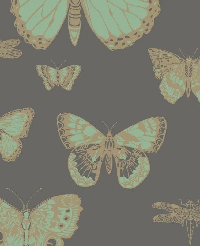 Cole & Son Wallpaper - Butterflies & Dragonflies - Black & Green