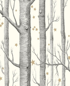 Cole & Son Wallpaper - Woods & Stars - Black, White & Gold