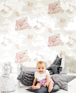 Cristiana Masi Wallpaper - Mondo Baby 13038 - Grey, Brown & Pink