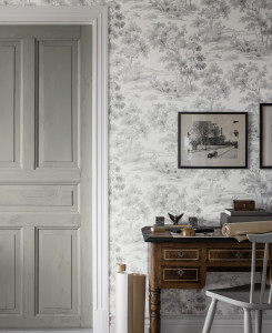 Boras Tapeter Wallpaper - Countryside Morning - Grey & White