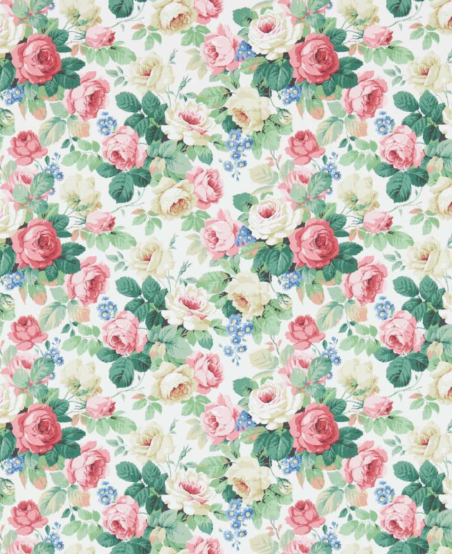 Sanderson Wallpaper - Chelsea - White, Pink & Green