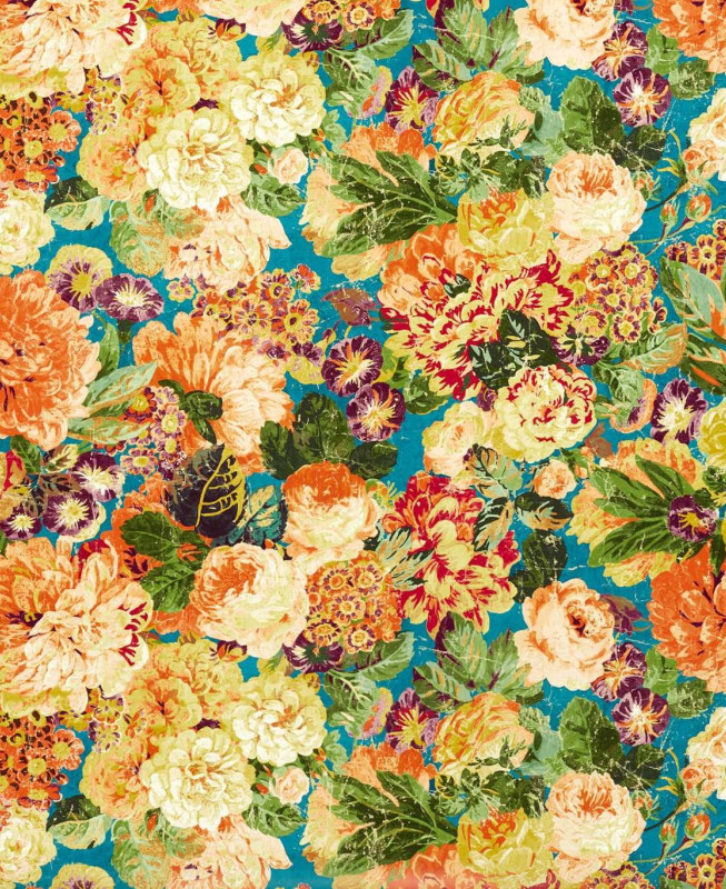 Sanderson Customized Wallpaper - Very Rose and Peony - Blue & Multicolour