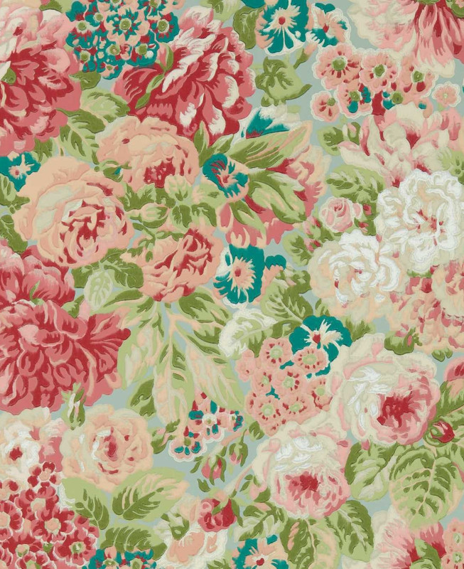 Sanderson Customized Wallpaper - Very Rose and Peony - Light Blue & Pink