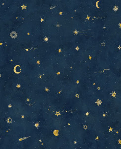 Carta da Parati su Misura Sandberg - Starry Sky - Blu & Oro