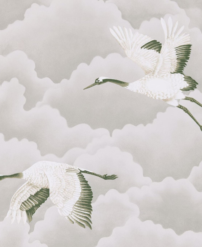 Carta da Parati Harlequin - Cranes in Flight - Grigio