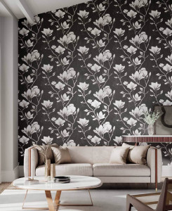 Harlequin Wallpaper - Lotus - Black & Silver