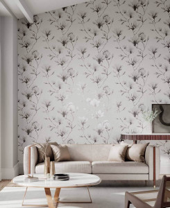 Harlequin Wallpaper - Lotus - Ivory & Silver