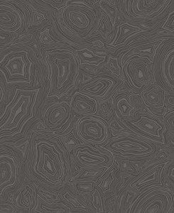 Fornasetti Wallpaper - Malachite Col. Charcoal & Metallic Silver