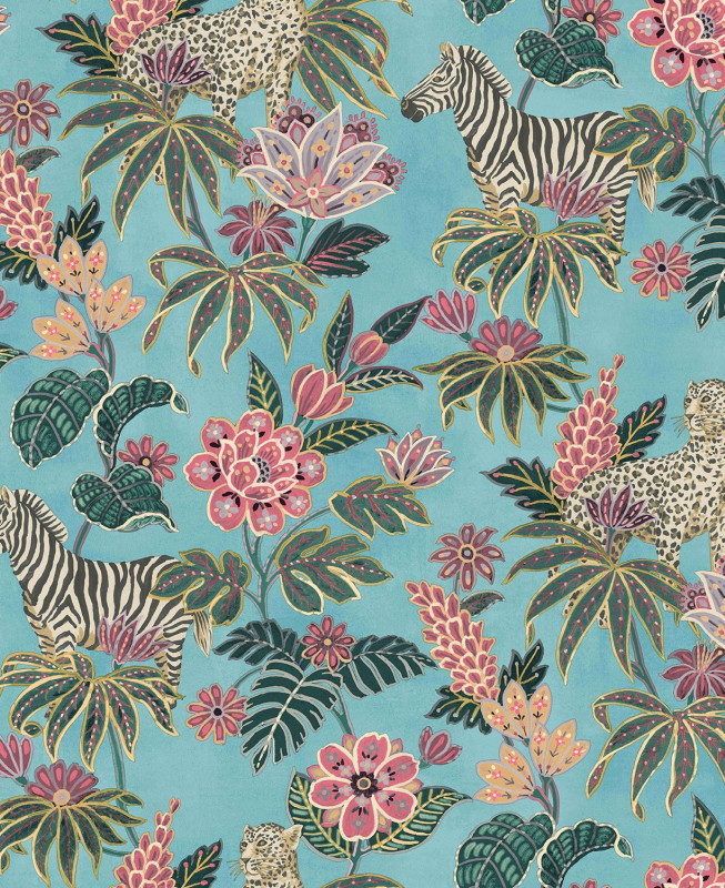 Cristiana Masi Wallpaper - Flora 18523 - Blue & Pink