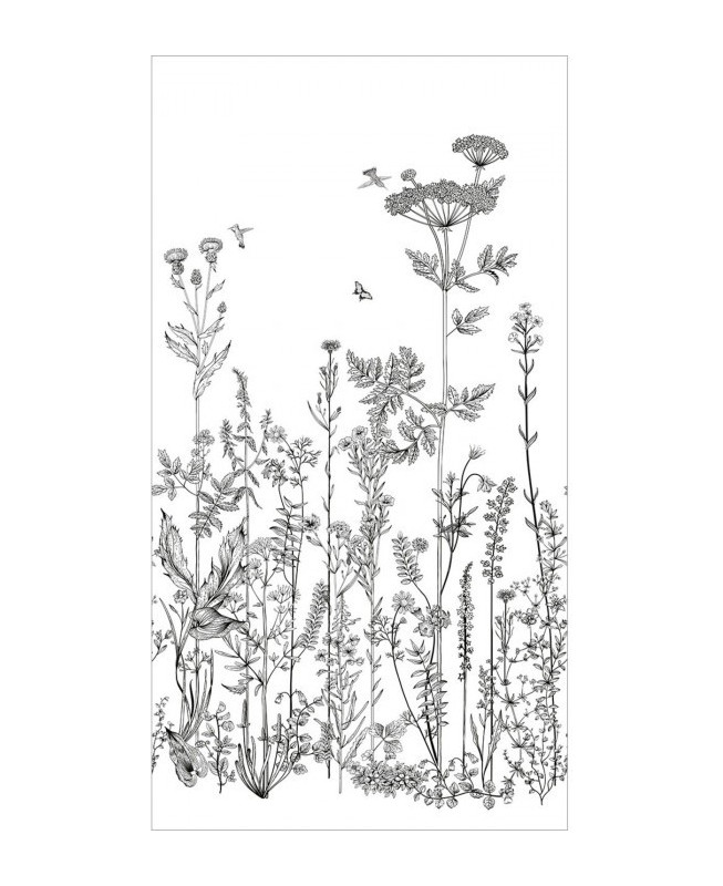 Caselio Wallpanel - Wild Flowers - Black & White