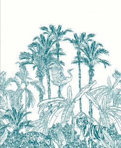 Pannello Decorativo Caselio - La Jungle Enchantée - Bianco & Blu
