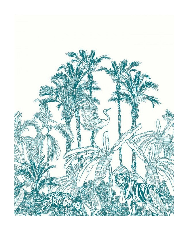 Pannello Decorativo Caselio - La Jungle Enchantée - Bianco & Blu