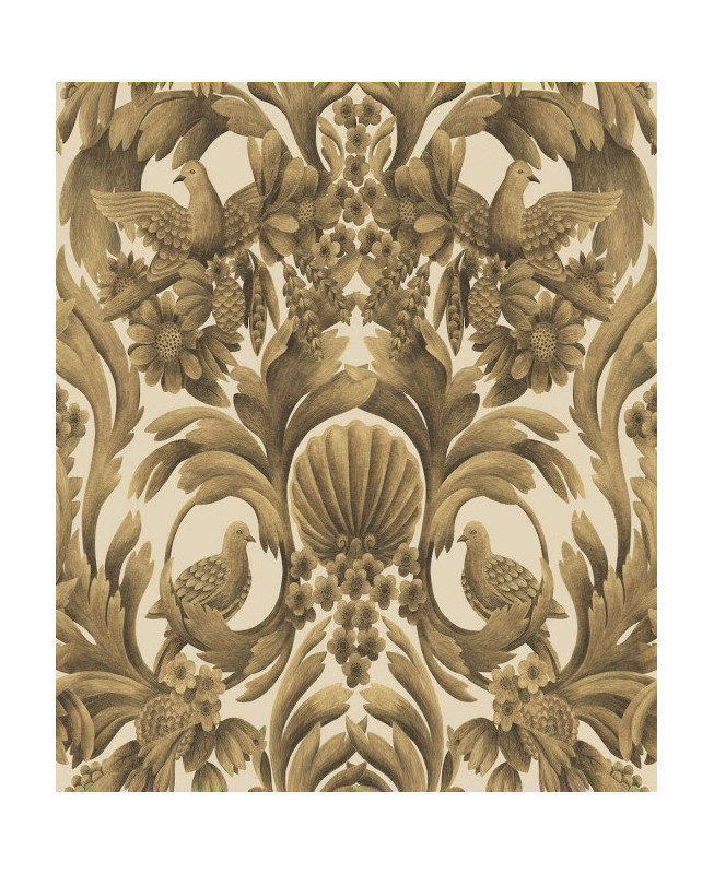 Cole & Son Wallpaper - Gibbons Carving - Metallic Gold on Sand
