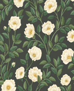 Cole & Son Wallpaper - Hampton Roses - Cream & Forest Green