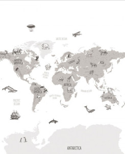 Caselio Wallpanel - World Map - Black & White