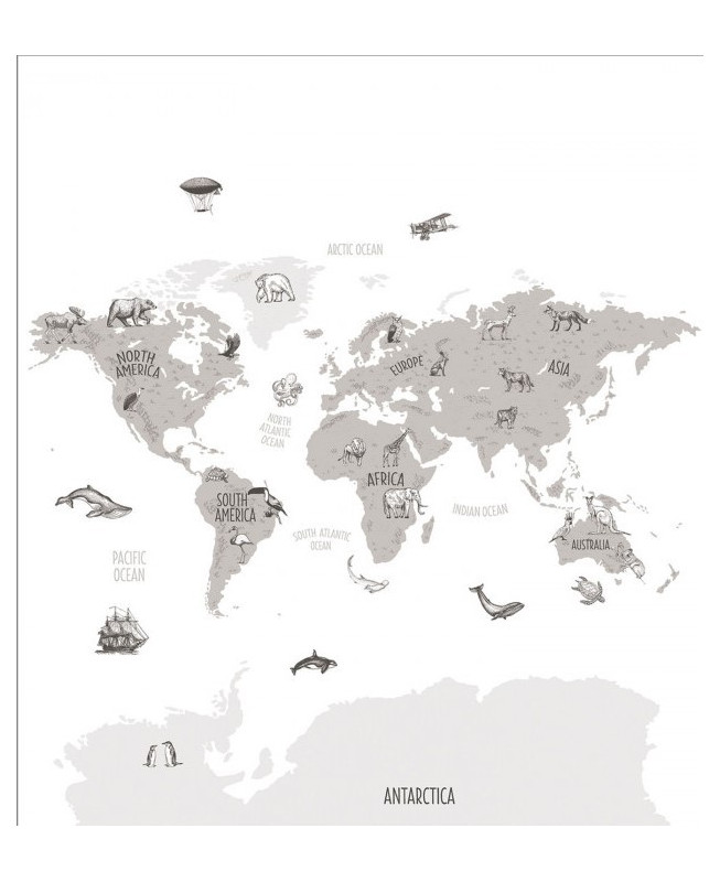 Caselio Wallpanel - World Map - Black & White